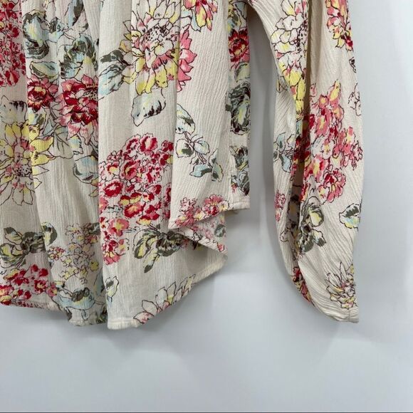 Billabong Mi Amore Floral Off The Shoulder Elasticized Long Sleeve Multi Top - Picture 5 of 10